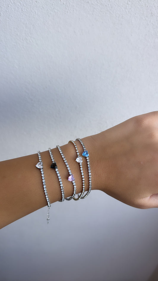 Bracciale tennis cuori
