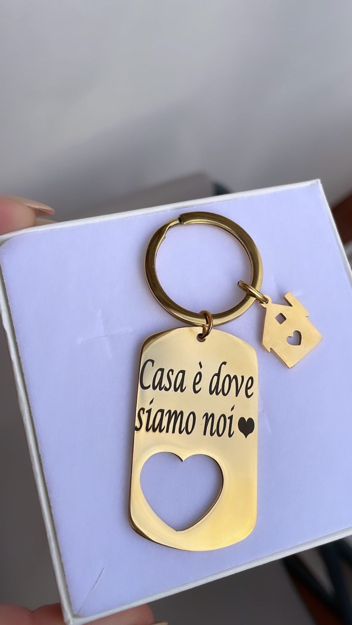 Portachiavi casa con incisione