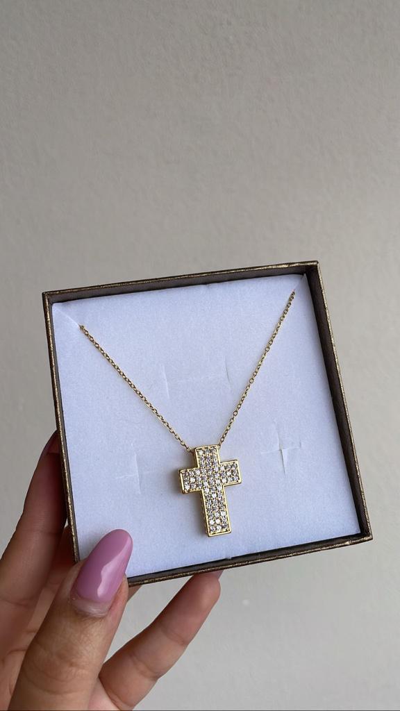 Collana croce zirconata grande