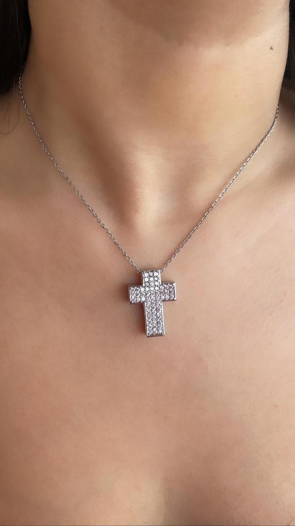 Collana croce zirconata grande