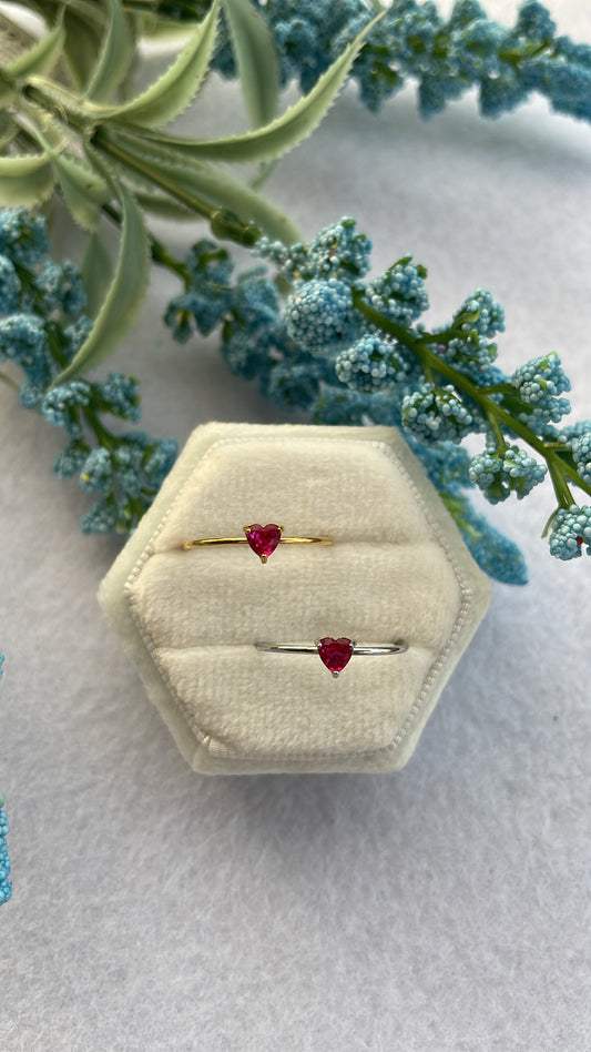 Anello arcobaleno cuore fucsia