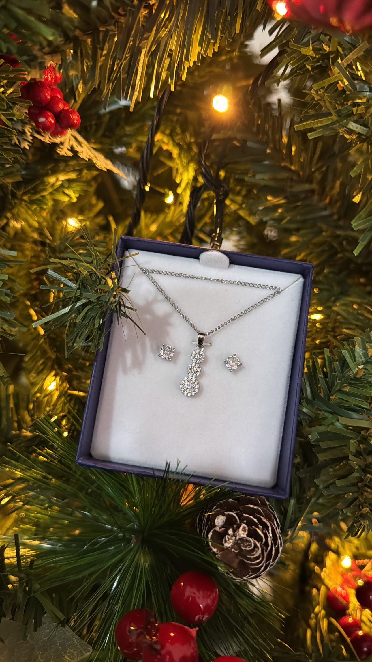 Set orecchini + collana princess + confezione regalo natalizia