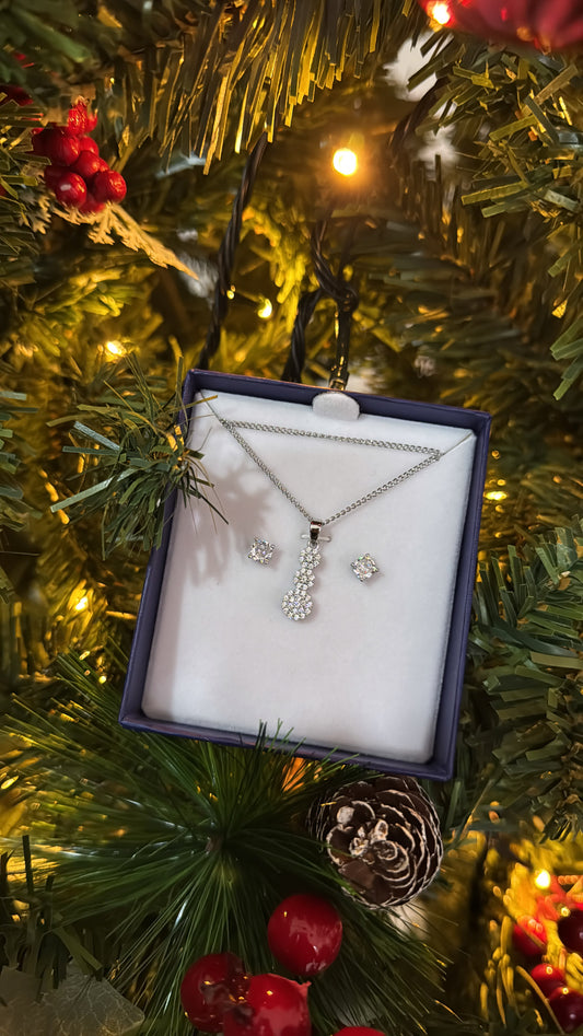Set orecchini + collana princess + confezione regalo natalizia