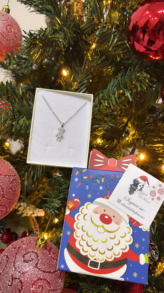 Collana orsetto + confezione regalo natalizia