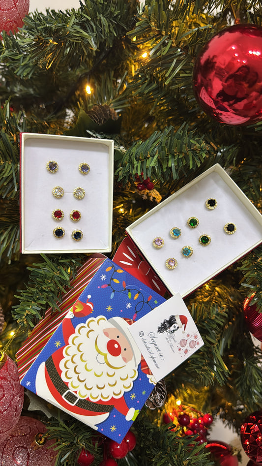 Orecchini diamante + confezione regalo natalizia