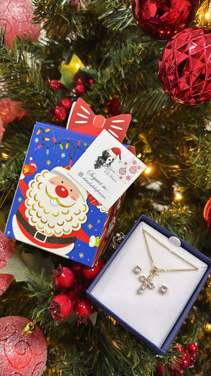 Set orecchini + collana  + confezione regalo natalizia