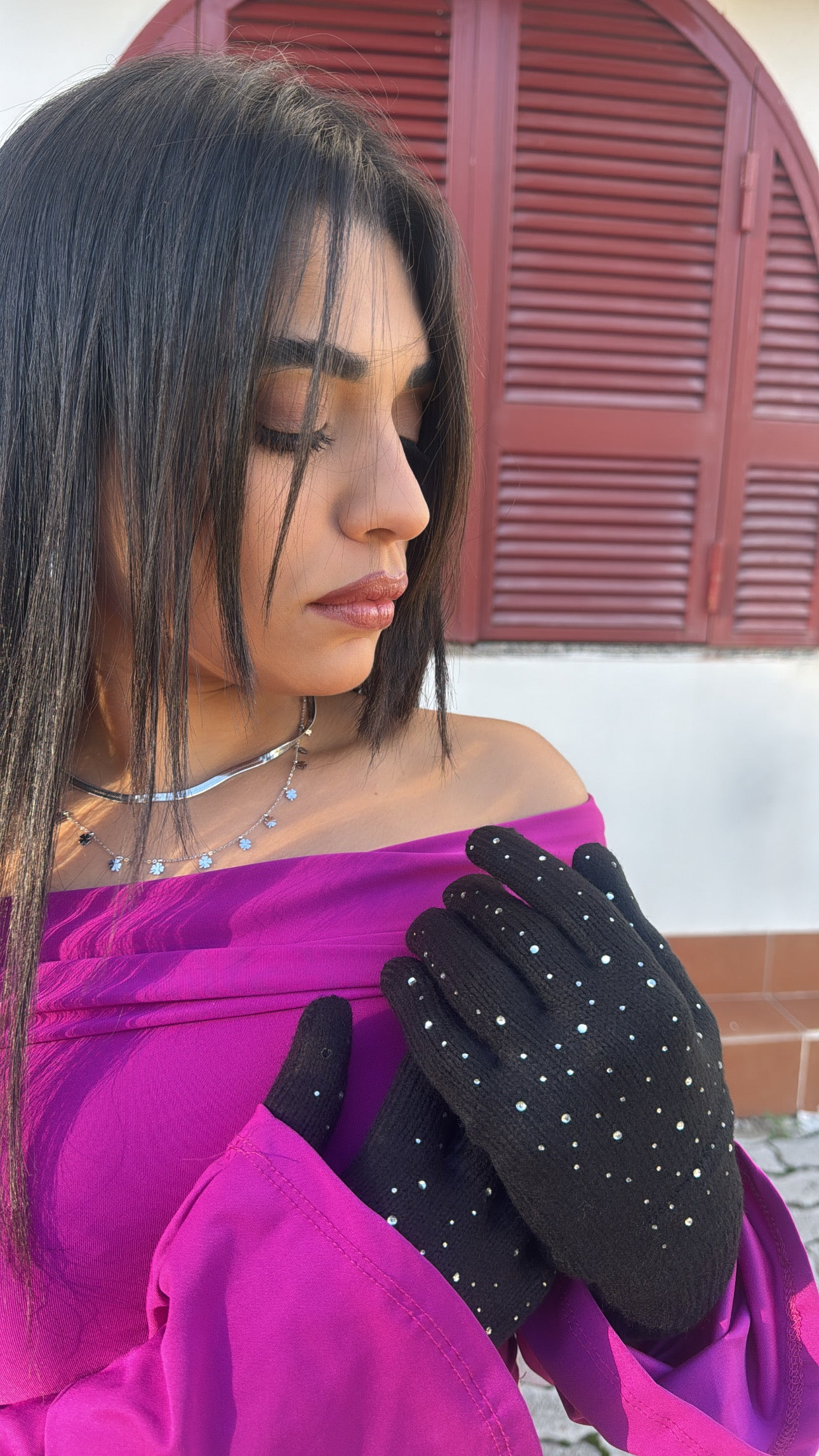 Guanti con brillantini