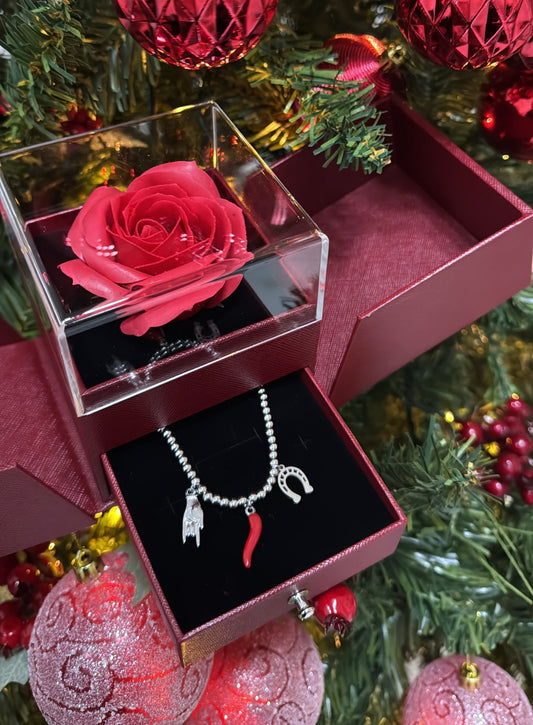 Bracciale scaramantico + confezione regalo natalizia