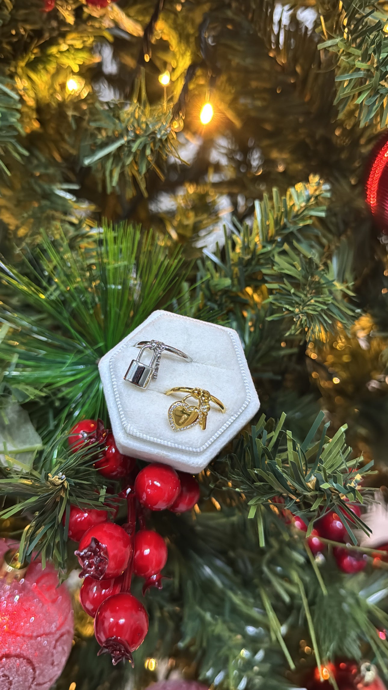 Anello chiave del cuore + confezione regalo natalizia
