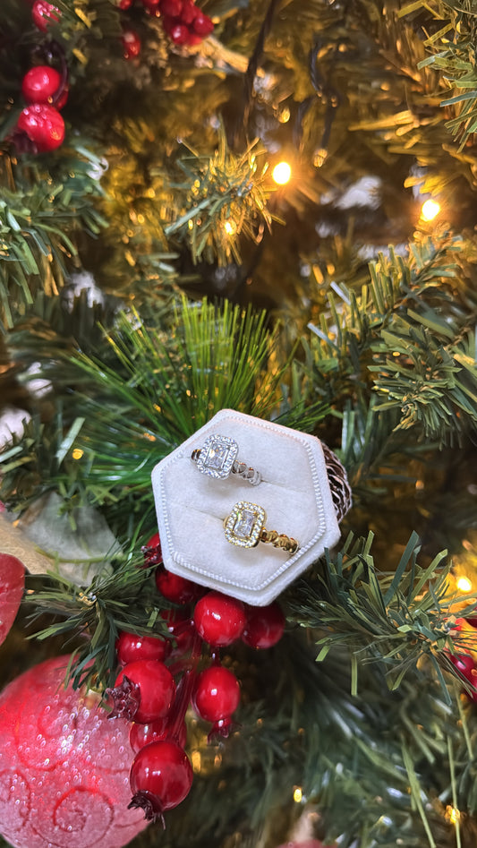 Anello diamante + confezione regalo natalizia