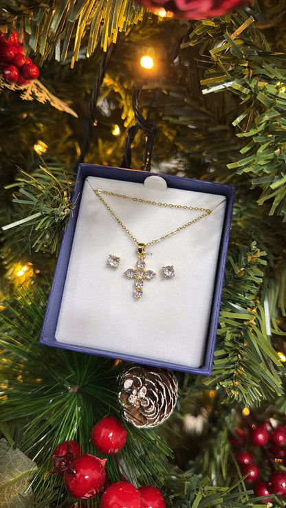 Set orecchini + collana  + confezione regalo natalizia