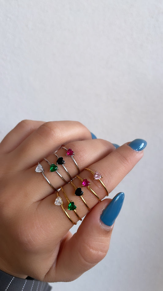 Anello arcobaleno cuore rosa