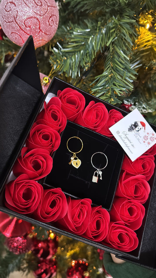 Anello chiave del cuore + confezione regalo natalizia