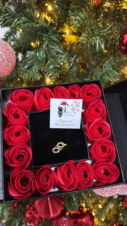 2 anelli nodo + confezione regalo natalizia