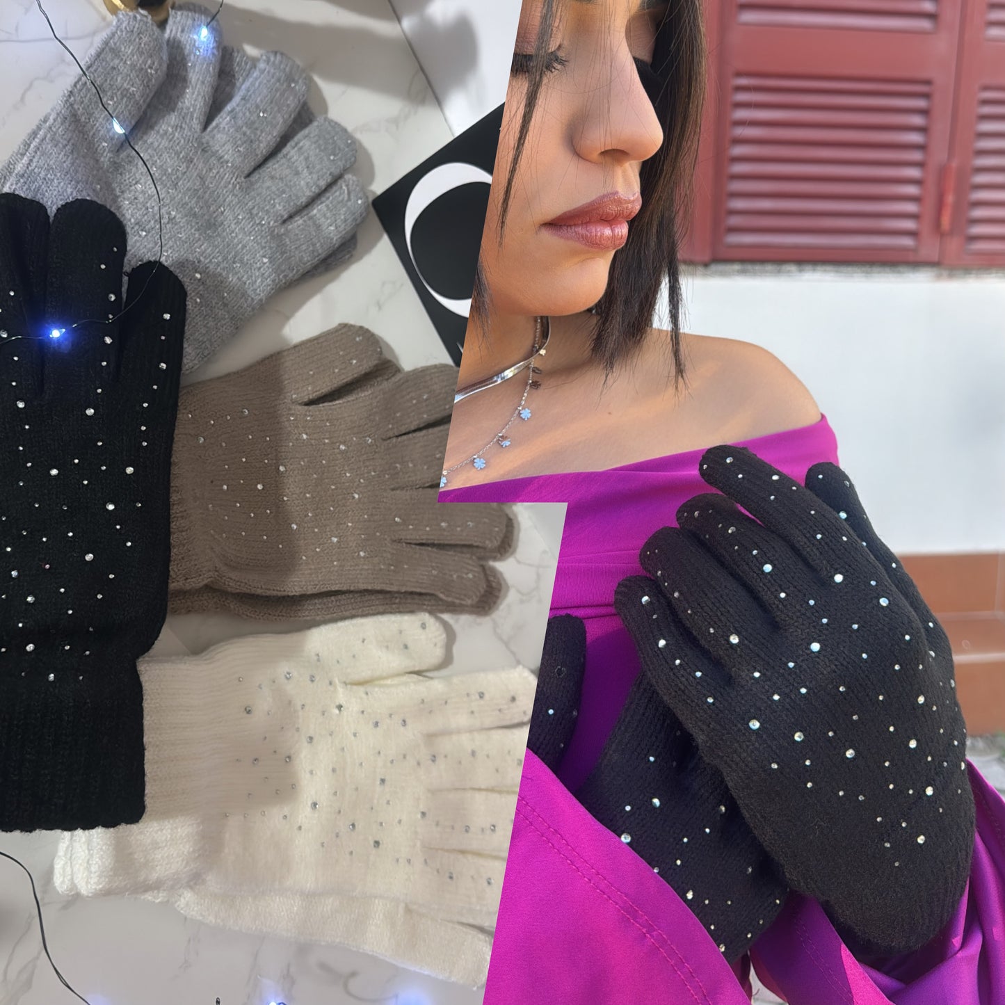 Guanti con brillantini