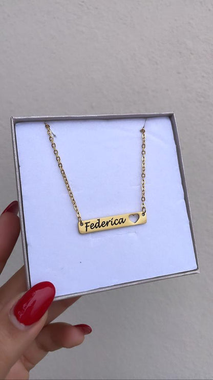 Collana targa NAME con cuore