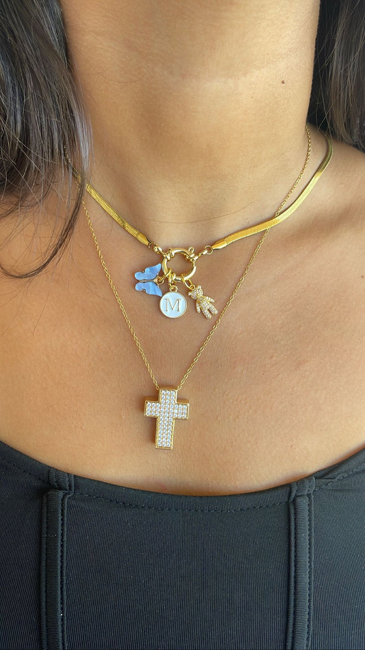 Collana croce zirconata grande