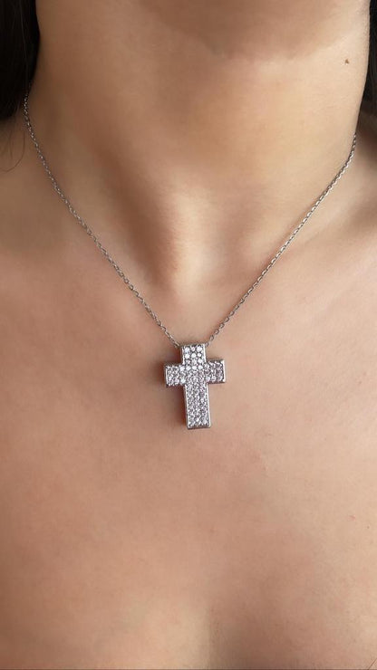 Collana croce zirconata grande