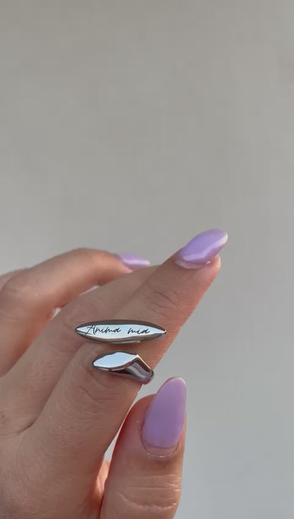 Anello double square con incisione