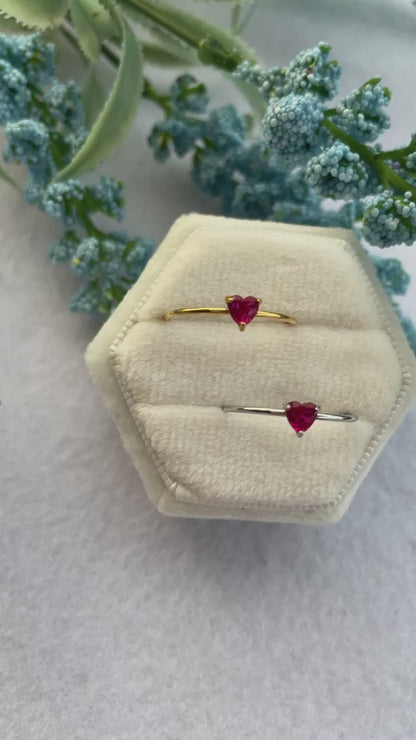 Anello arcobaleno cuore fucsia