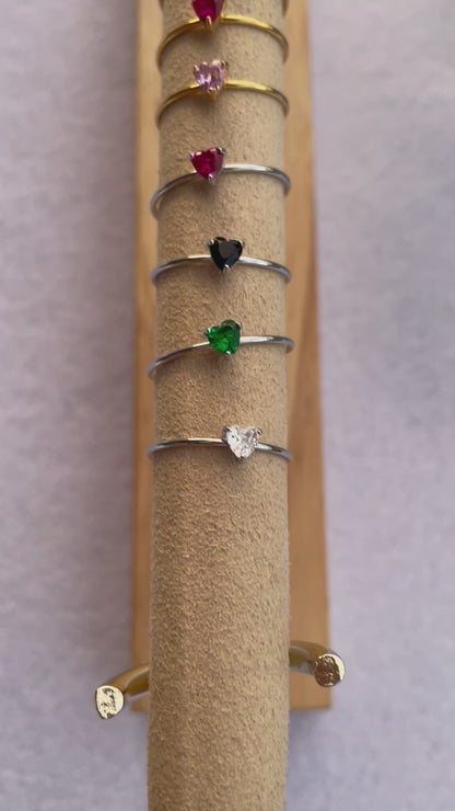 Anello arcobaleno cuore rosa