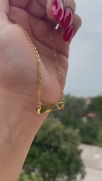 Collana targa NAME con cuore